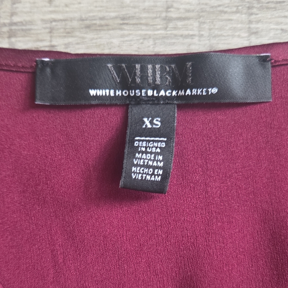 White House Black Market Deep Red Satin Blouse - Picture 2 of 3